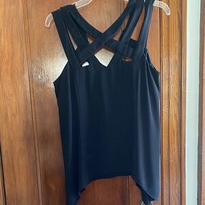 BCBGMaxAzria Black Crisscross Blouse